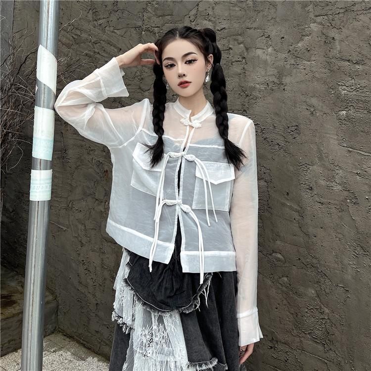 シアー チャイナシャツ WHITE