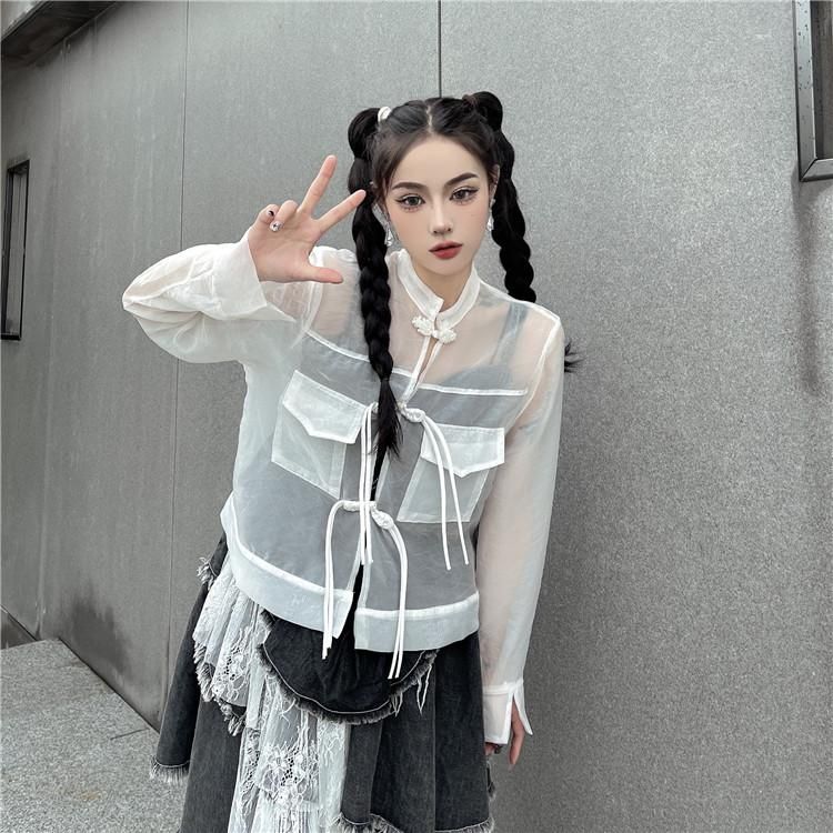 シアー チャイナシャツ WHITE