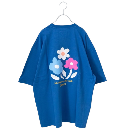 FFEIN BLOOM Flower Print Short Sleeve T-shirt Blue Blue Blue - YOUAREMYPOISON