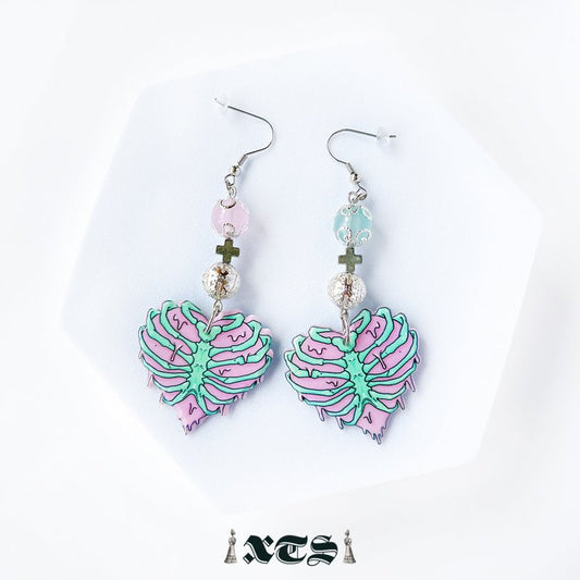 XTS Pastel Rib Heart Earrings TS0278