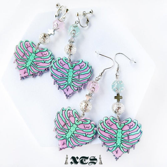 XTS Pastel Rib Heart イヤリング TS0278