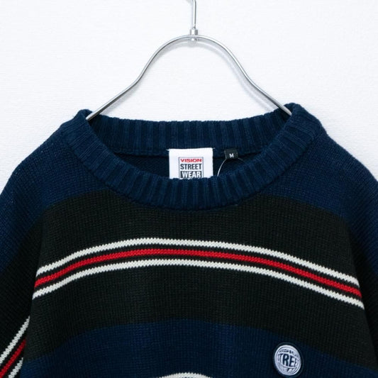 VISION STREET WEAR マルチボーダーニット NAVY ネイビー