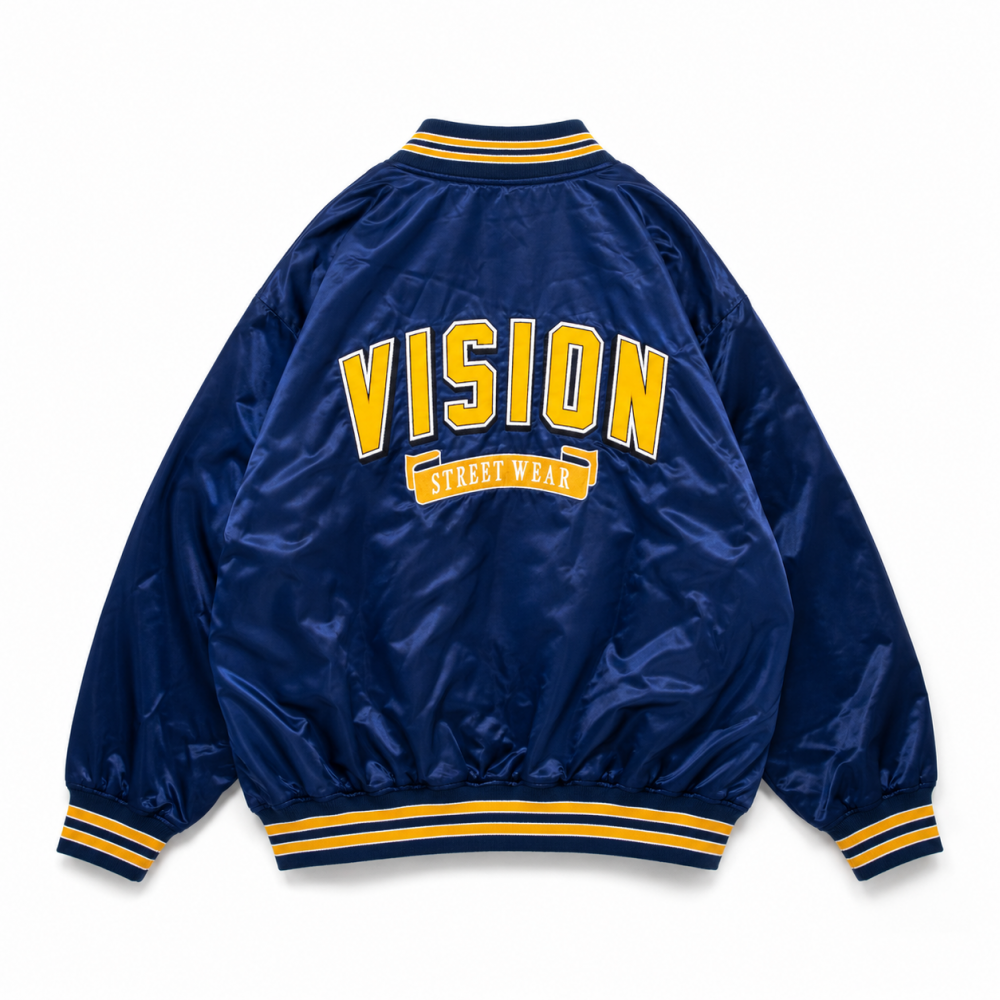 VISION STREET WEAR リバーシブル中綿サテンブルゾン NAVY ネイビー