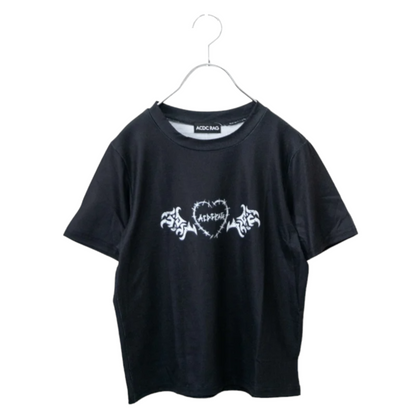 ACDC Rag Wing Heart Chibi T Short Sleeve T-shirt Black - YOUAREMYPOISON