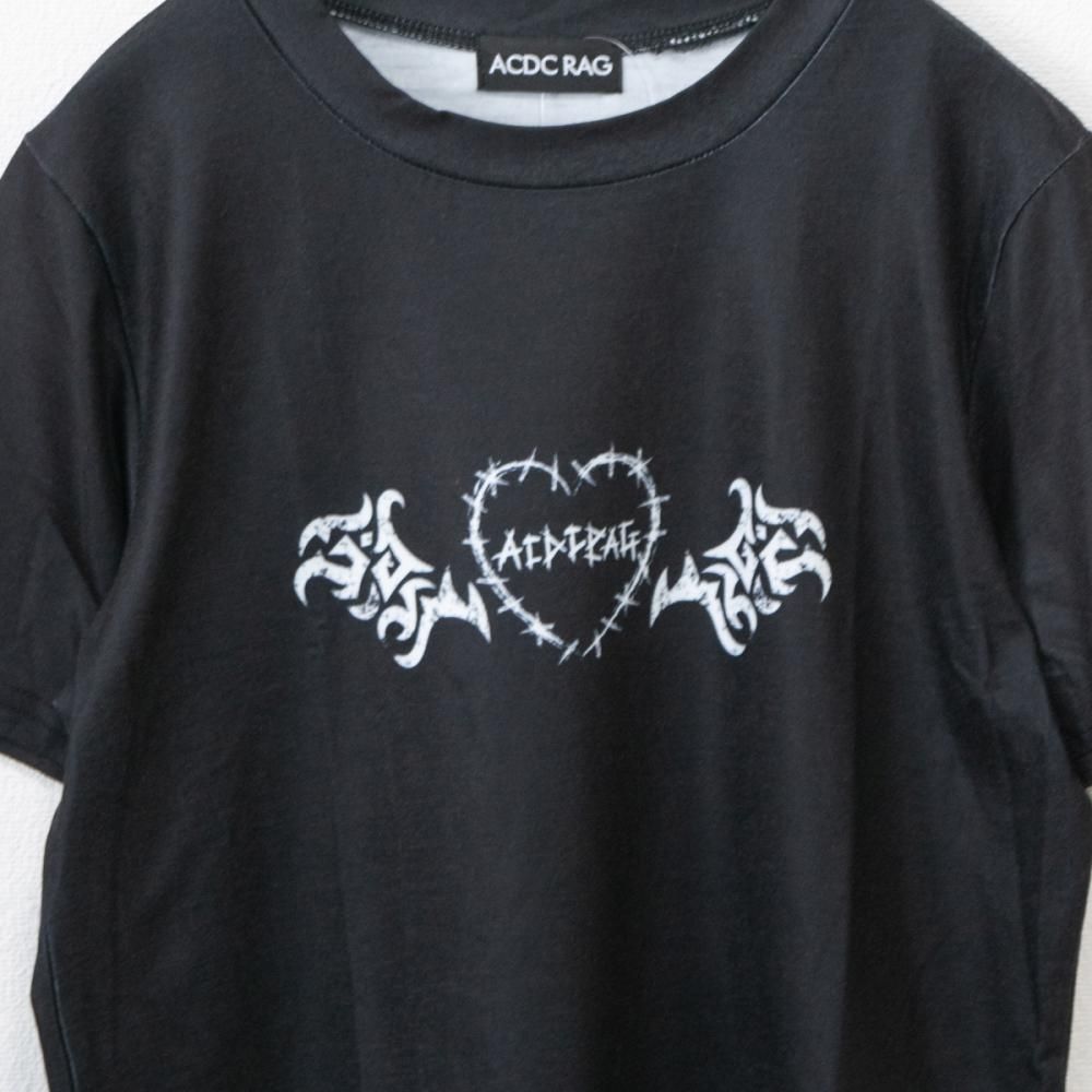 ACDC RAG WING HEART チビT 半袖Tシャツ BLACK ブラック
