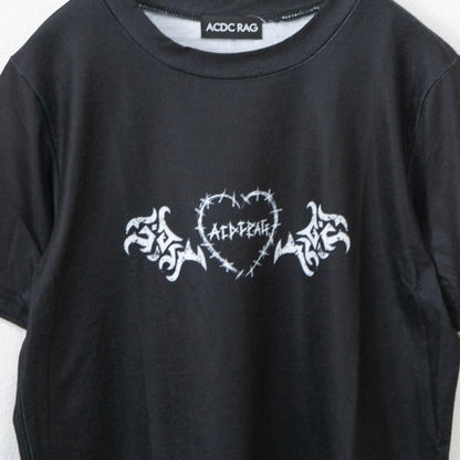 ACDC RAG WING HEART チビT 半袖Tシャツ BLACK ブラック