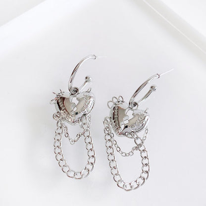 Heart Chain piercing Silver - YOUAREMYPOISON
