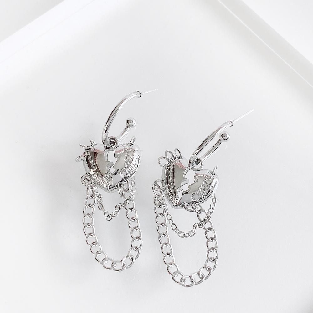 ハートチェーン ピアス SILVER シルバー