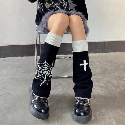 54cm レッグカバー ウォーマー リバーシブル BLACK/WHITE