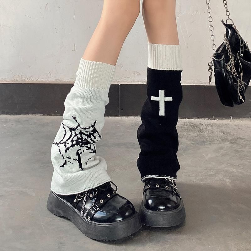 54cm レッグカバー ウォーマー リバーシブル BLACK/WHITE