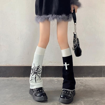 54cm レッグカバー ウォーマー リバーシブル BLACK/WHITE