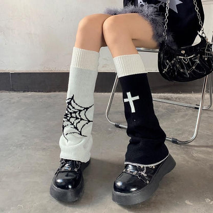 54cm レッグカバー ウォーマー リバーシブル BLACK/WHITE