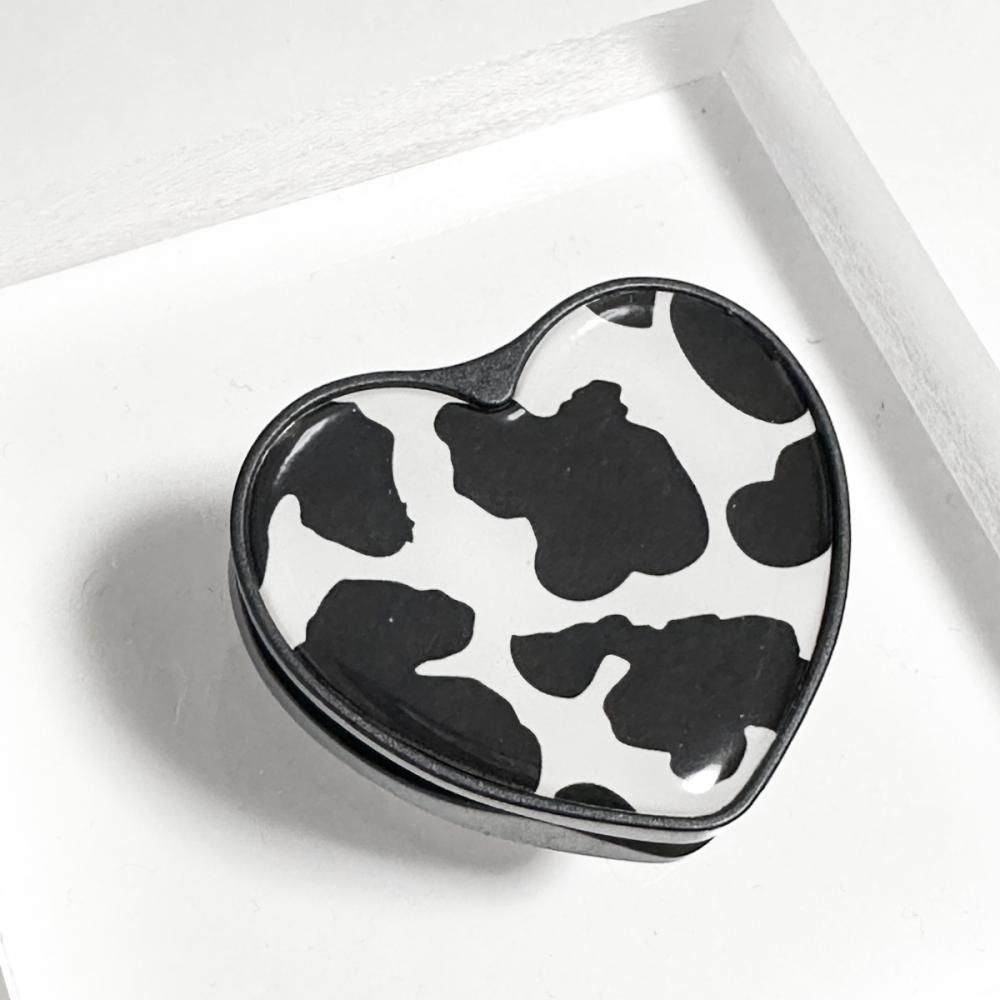 スマートフォン クリップ スタンド COW 牛柄 ハート