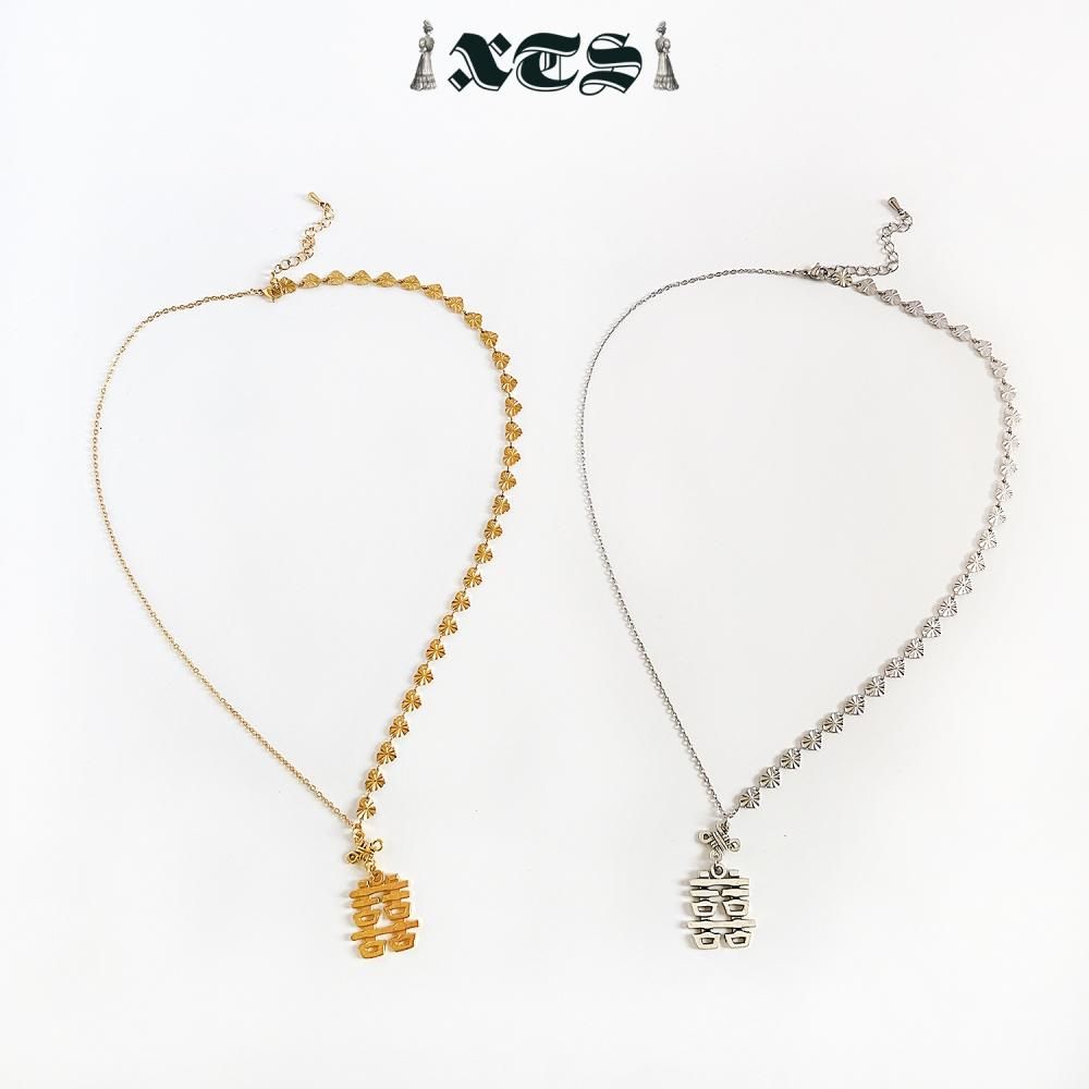 XTS ダブルハピネス アシメチェーン ネックレス SILVER TS0282