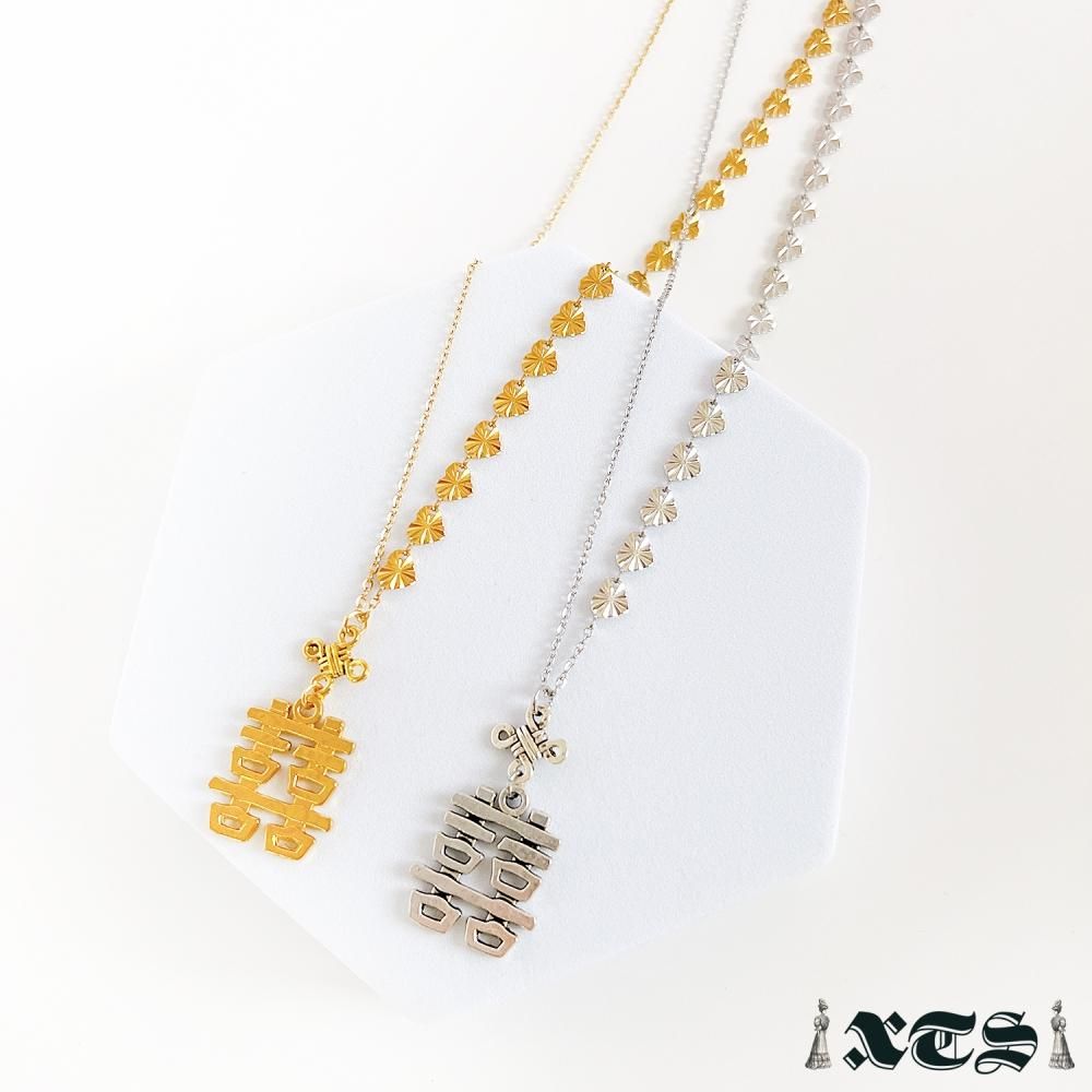 XTS ダブルハピネス アシメチェーン ネックレス SILVER TS0282