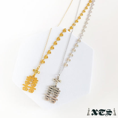 XTS ダブルハピネス アシメチェーン ネックレス SILVER TS0282