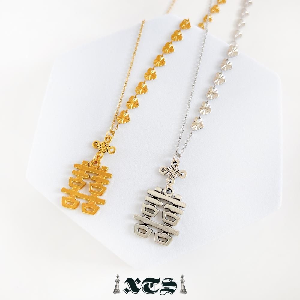XTS ダブルハピネス アシメチェーン ネックレス SILVER TS0282