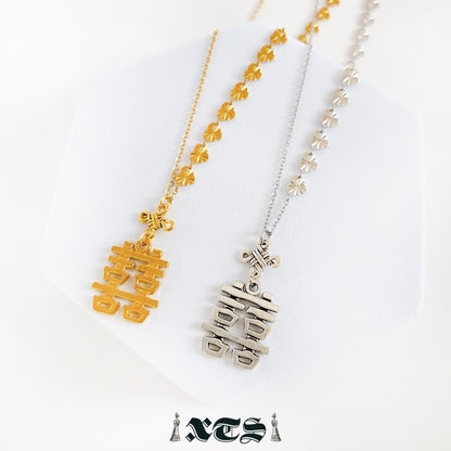 XTS ダブルハピネス アシメチェーン ネックレス SILVER TS0282