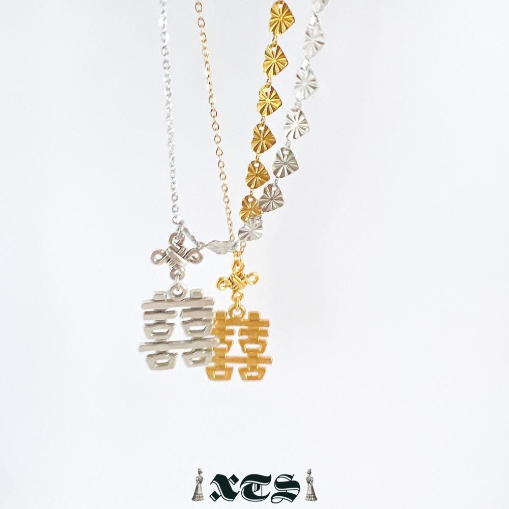 XTS ダブルハピネス アシメチェーン ネックレス SILVER TS0282