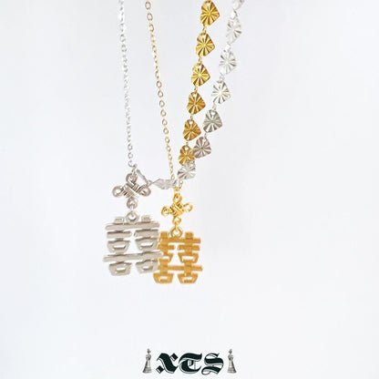 XTS ダブルハピネス アシメチェーン ネックレス SILVER TS0282