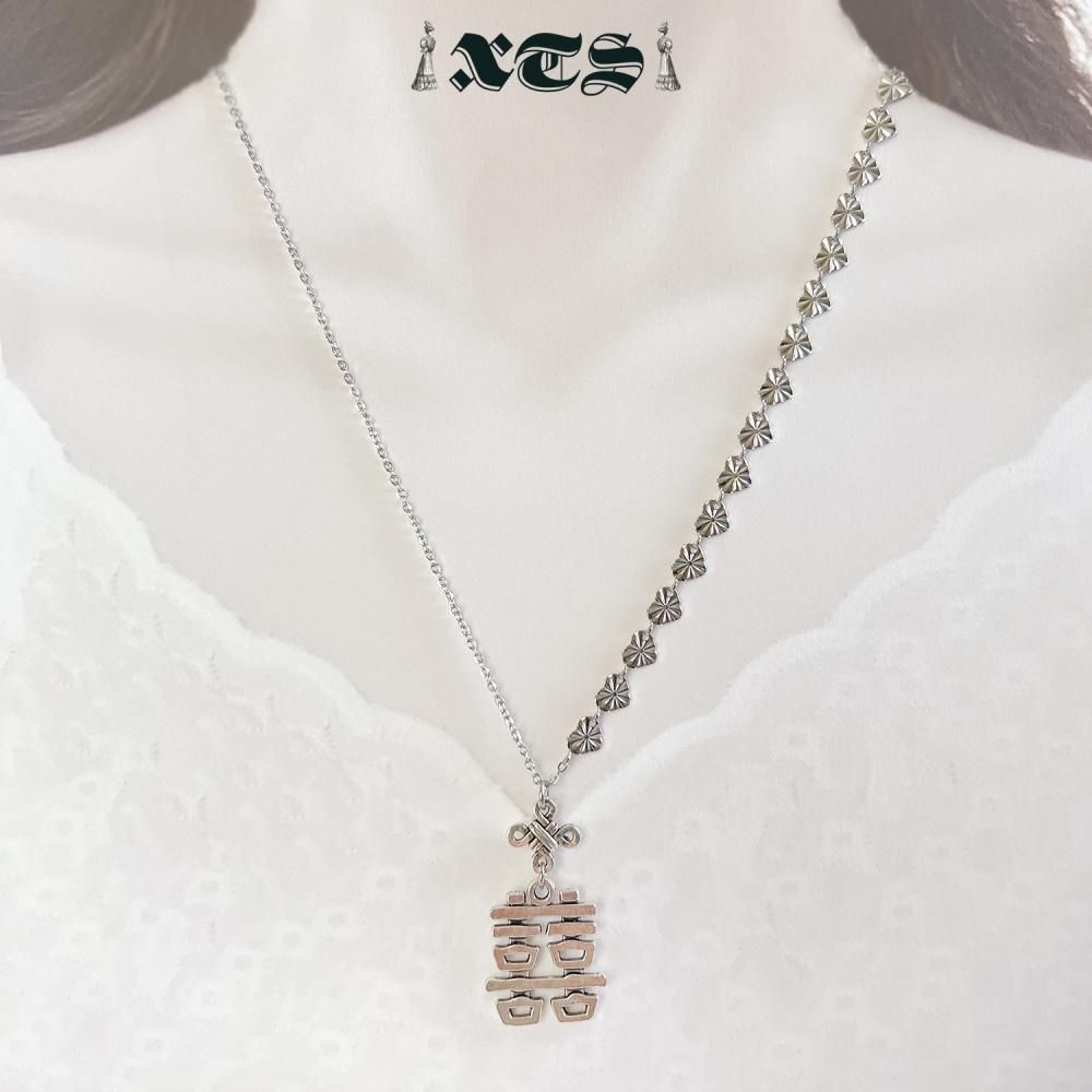 XTS ダブルハピネス アシメチェーン ネックレス SILVER TS0282
