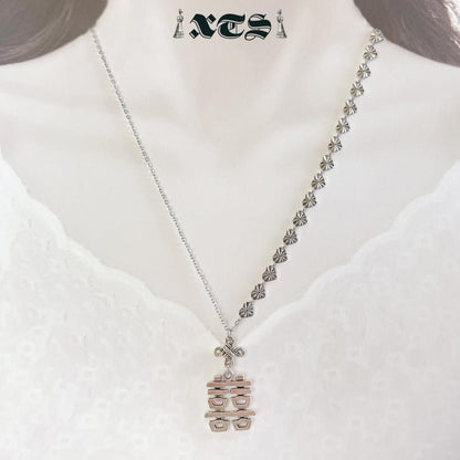 XTS ダブルハピネス アシメチェーン ネックレス SILVER TS0282