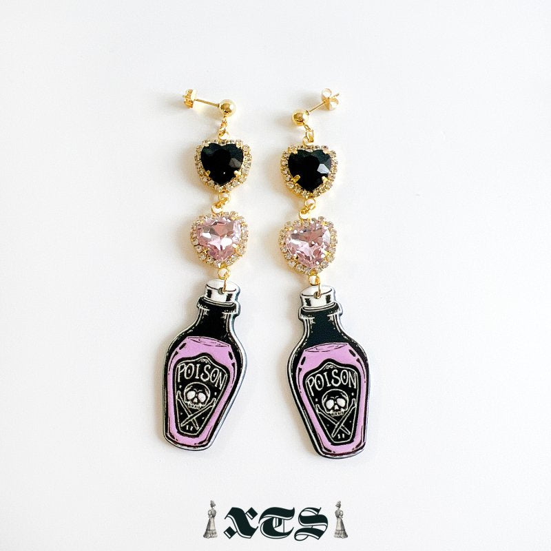 XTS Poison Bottle Earrings BLACK PINK TS0285