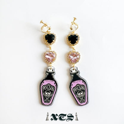 XTS Poison Bottle Earrings BLACK PINK TS0285