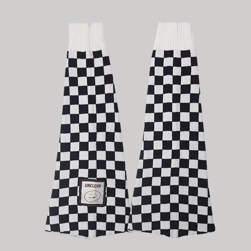 54cm レッグカバー チェッカー レッグウォーマー BLACK/WHITE