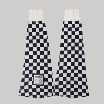 54cm レッグカバー チェッカー レッグウォーマー BLACK/WHITE
