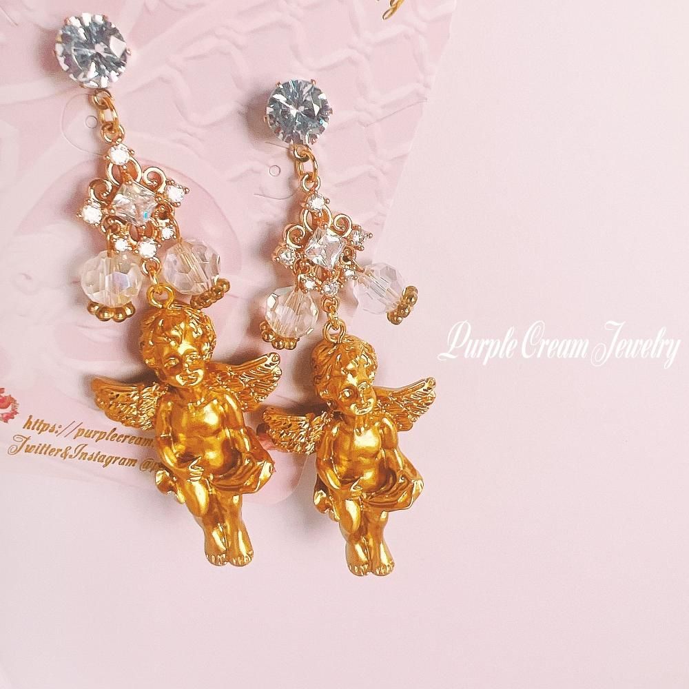 Purple Cream ヴィクトリアンエンジェル ピアス P1215