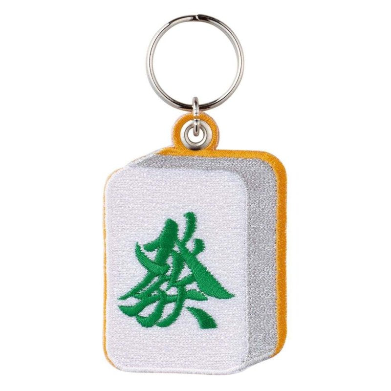 Mahjong tile embroidered keychain, Heart