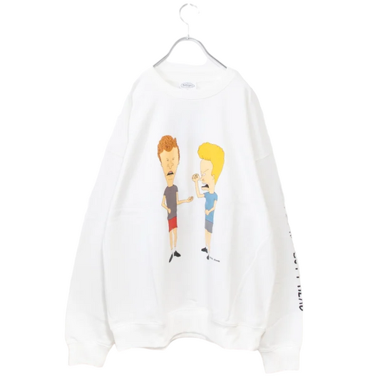 BEAVIS AND BUTT-HEAD Character Print Sweat Top WHITE