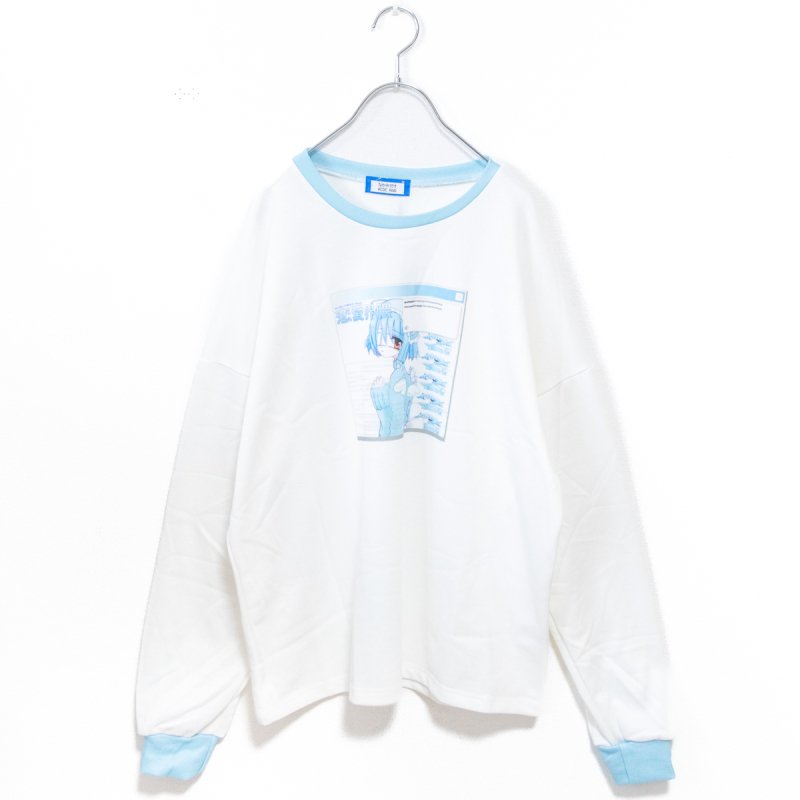 ACDC RAG Love Neighborhood 01-chan BIG Long Sleeve T-Shirt Long Sleeve T BLUE Light Blue