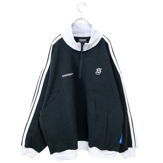 SEQUENZ Fleece-lined Jersey-style Half-Zip Sweatshirt BLACK