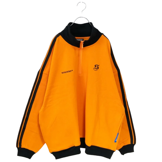 SEQUENZ 裏起毛 ジャージ風 ハーフジップ スウェット ORANGE