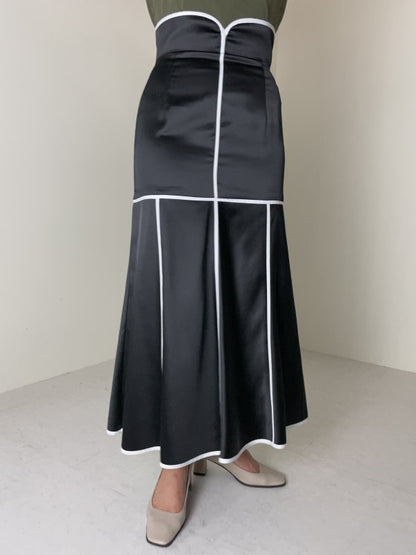 doll up oops ハイウエストパイピングスカート BLACK WHITE