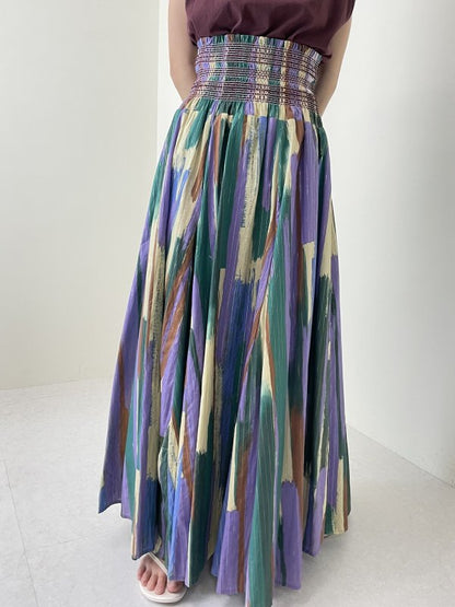 Titilate Valet(TEVALT) オリジナルペイント柄ウェストシャーリングスカート