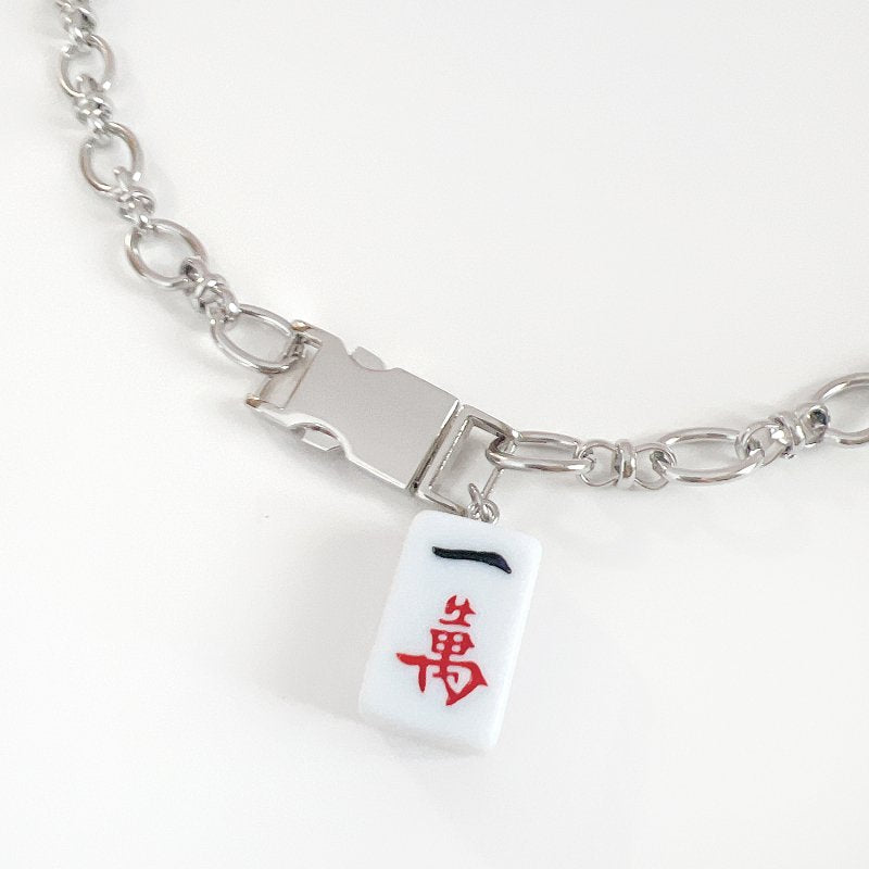 XTS Mahjong tile series buckle chain necklace