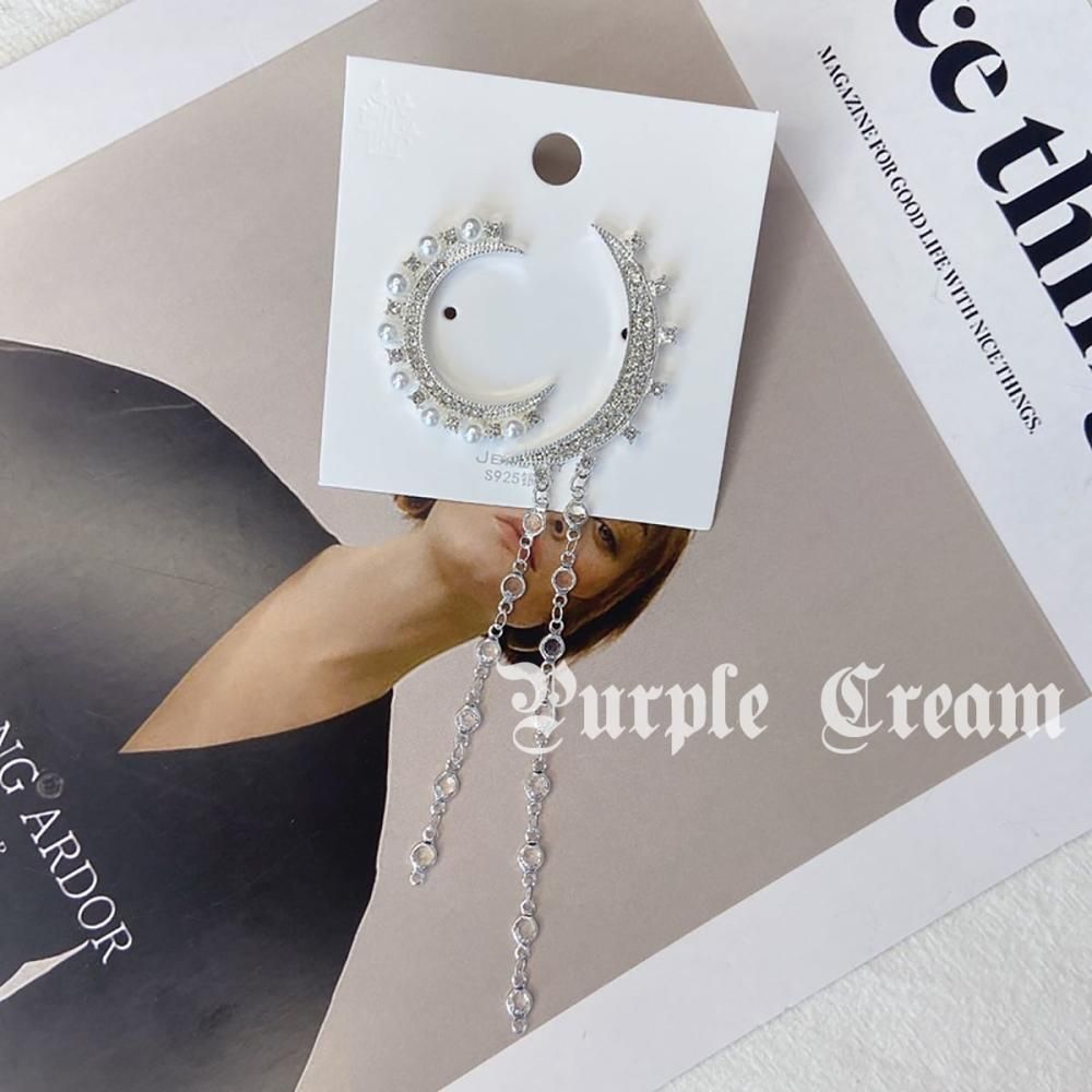 Purple Cream ムーンアシンメトリーピアス P617
