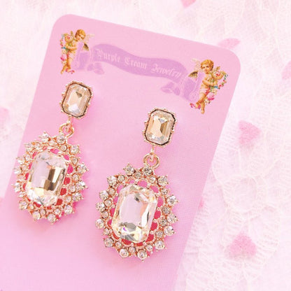 Purple Cream クリアビジューキラキラピアス P305