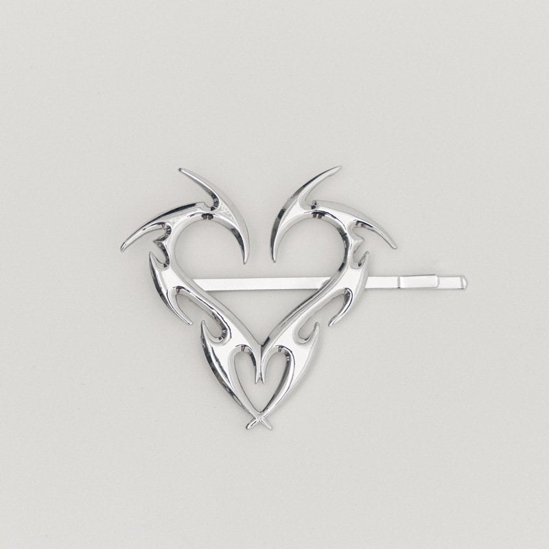 Tribal Heart Hair Clip SILVER