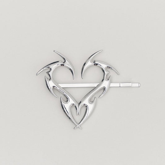 Tribal Heart Hair Clip SILVER