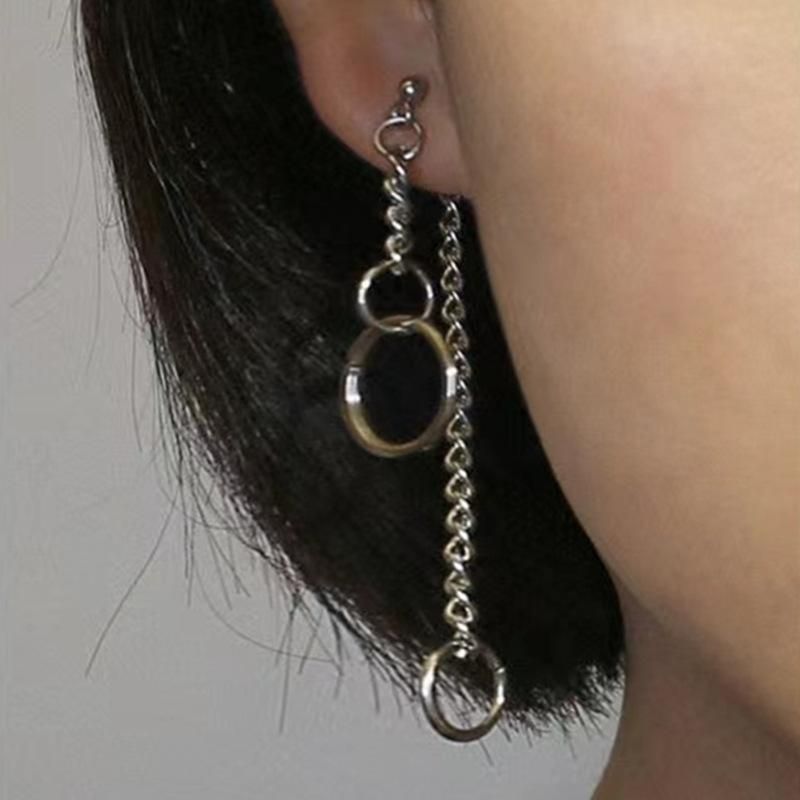 リングチェーン ピアス SILVER
