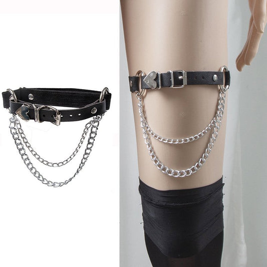 Thigh Garter with Chain BLACK