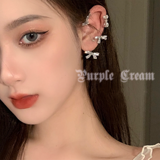Purple Cream Petite Ribbon Ear Cuff P916