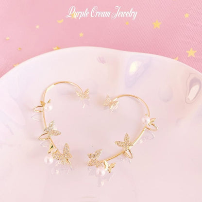Purple Cream バタフライパールイヤーカフ SILVER P1049