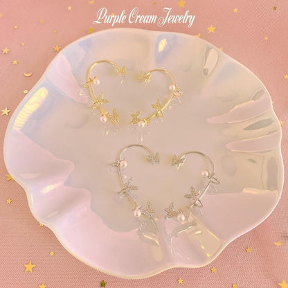 Purple Cream バタフライパールイヤーカフ GOLD P1049