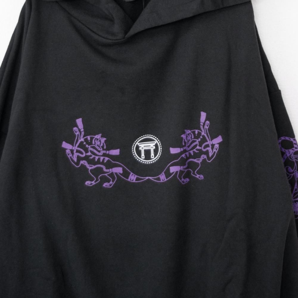 ACDC RAG 稲荷 パーカー 原宿系 和風 着物 狐 BLACK/PURPLE