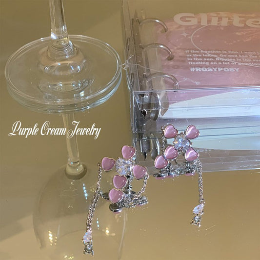 Pink Heart Cross Earrings P1134 PCJ0048